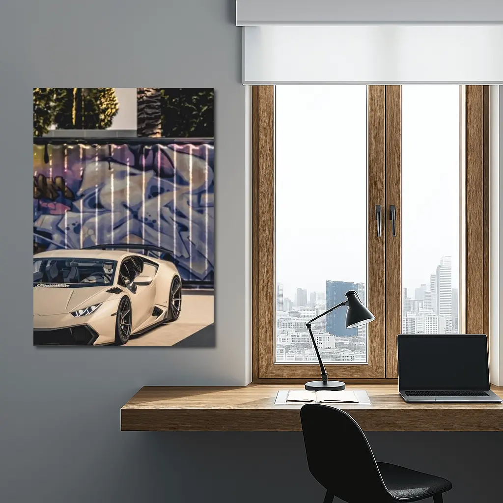 Lamborghini Huracan Beige Graffiti Wall Background – Wall Art