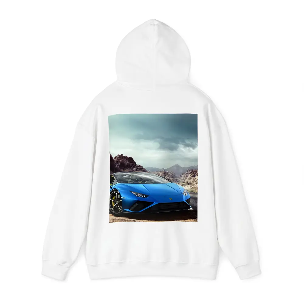 Lamborghini Huracan Blue Desert Mountain Road – Hoodies