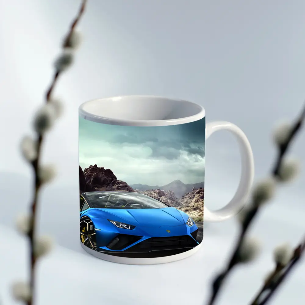 Lamborghini Huracan Blue Desert Mountain Road – Mugs