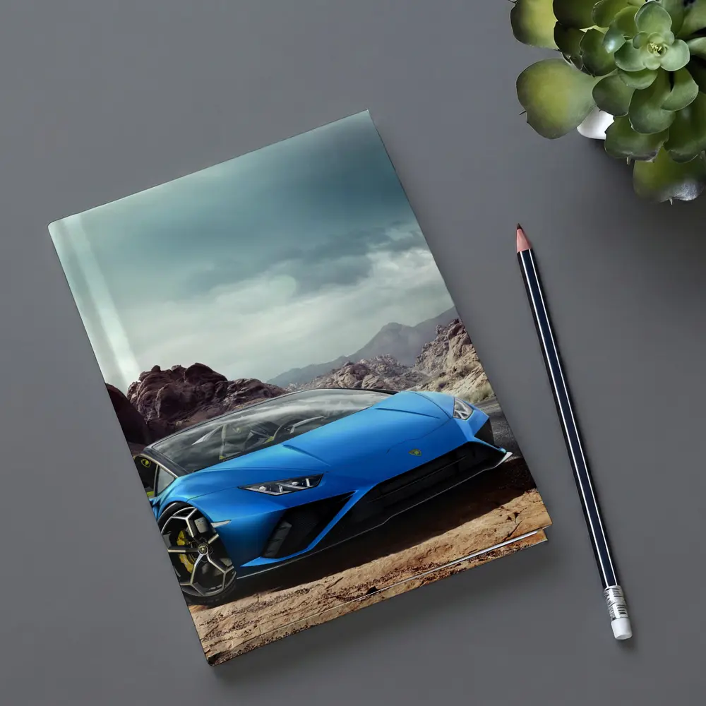 Lamborghini Huracan Blue Desert Mountain Road – Notebooks