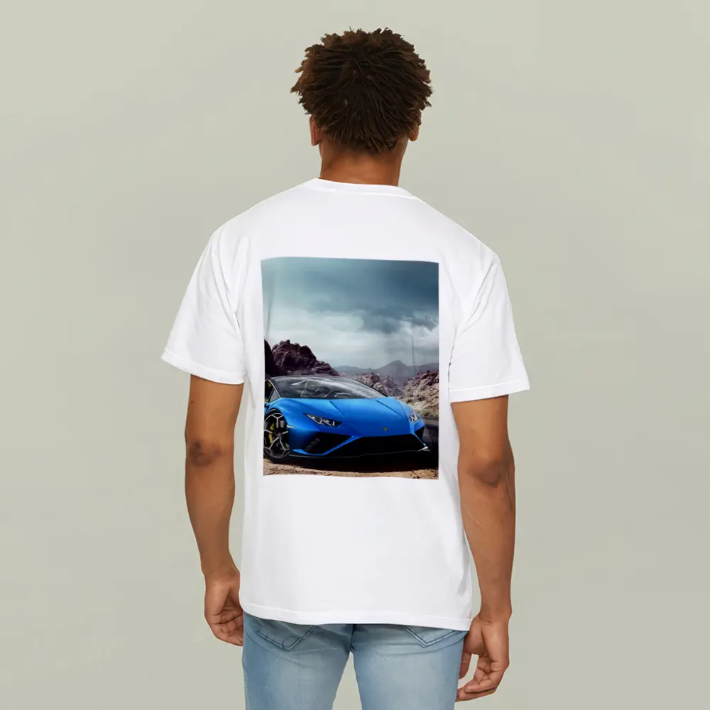 Lamborghini Huracan Blue Desert Mountain Road – T-Shirts