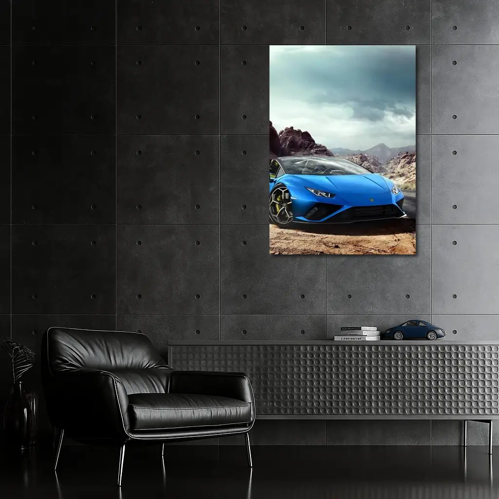 Lamborghini Huracan Blue Desert Mountain Road – Wall Art
