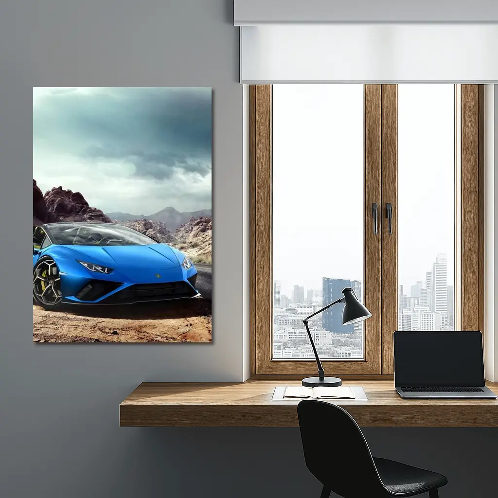 Lamborghini Huracan Blue Desert Mountain Road – Wall Art