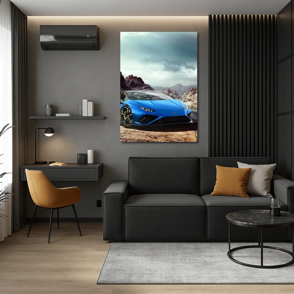 Lamborghini Huracan Blue Desert Mountain Road – Wall Art
