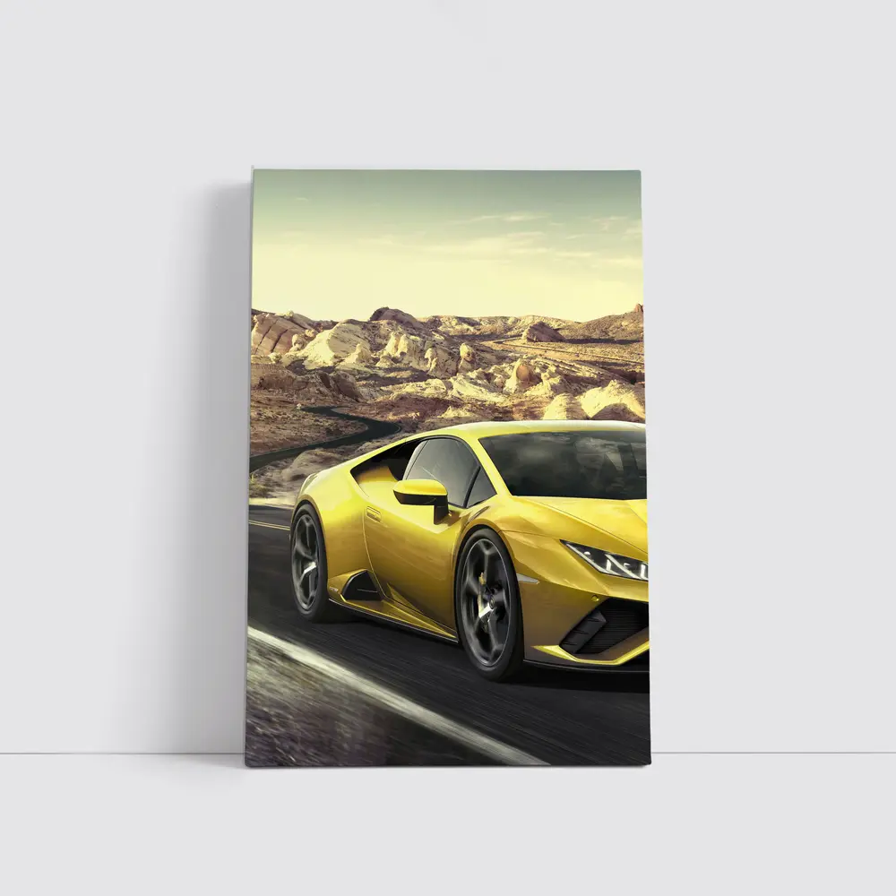 Lamborghini Huracan Yellow Desert Road Drive – Wall Art