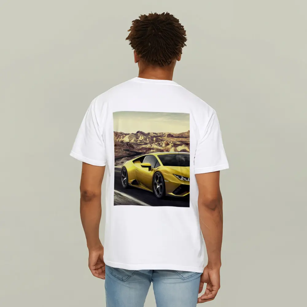 Lamborghini Huracan Yellow Desert Road Drive – T-Shirts