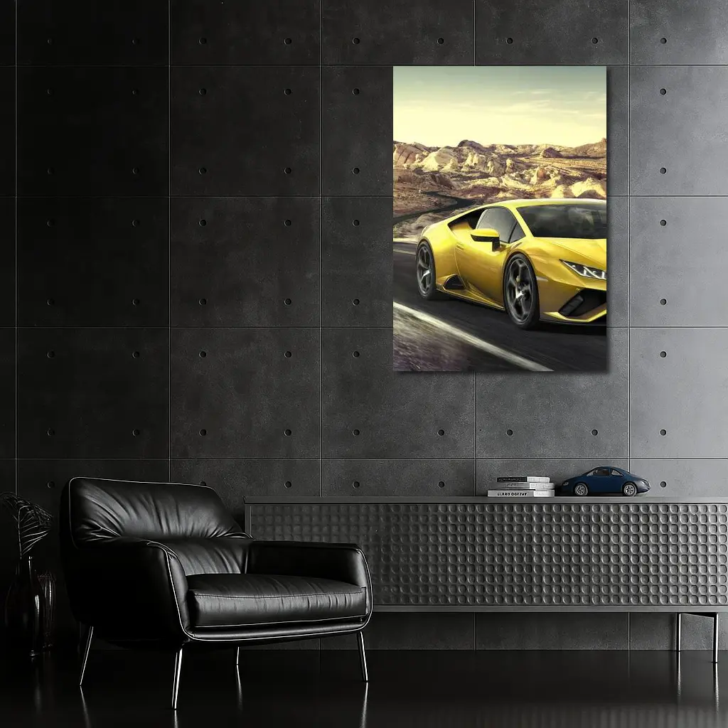 Lamborghini Huracan Yellow Desert Road Drive – Wall Art
