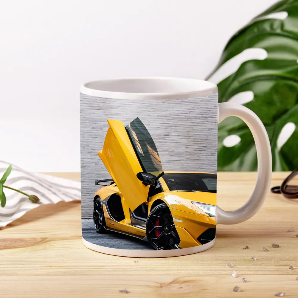 Lamborghini Aventador Yellow Scissor Door Open – Mugs