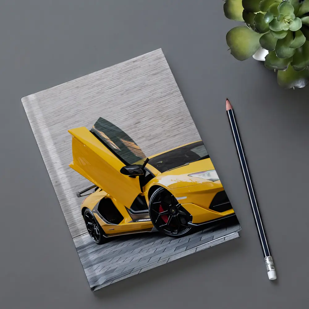 Lamborghini Aventador Yellow Scissor Door Open – Notebooks