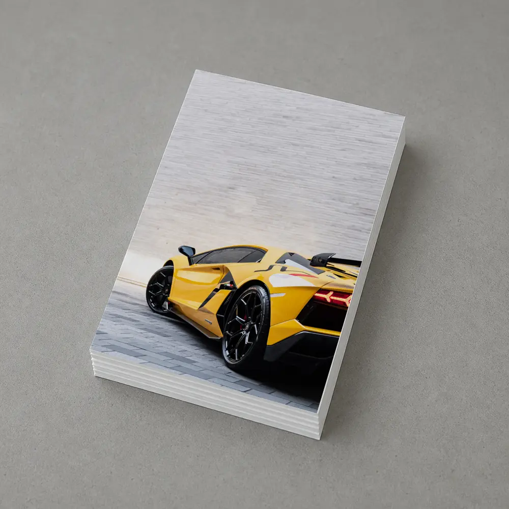 Lamborghini Aventador Yellow Against Concrete Wall – Postcards