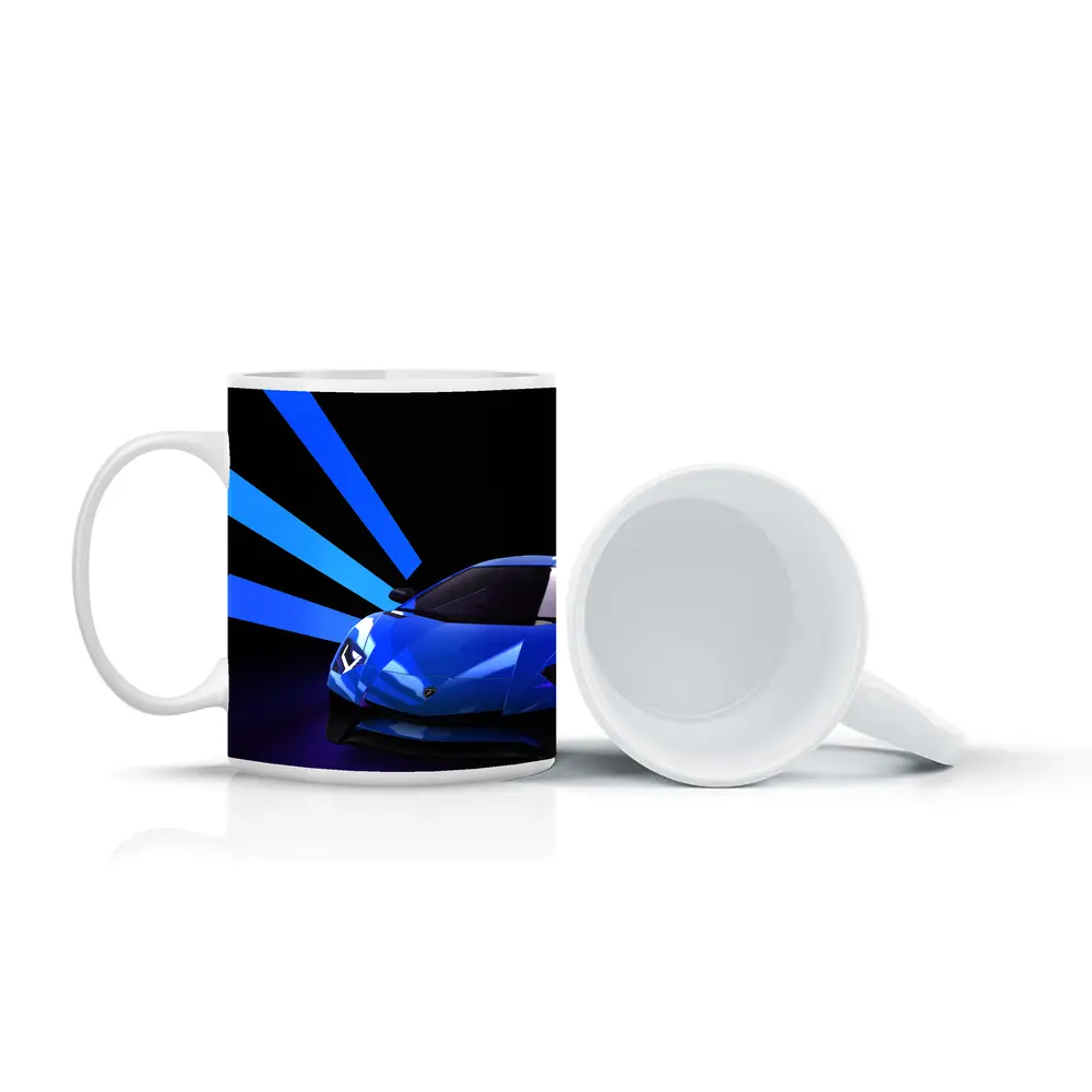 Lamborghini Huracan Blue Neon Light Rays – Mugs