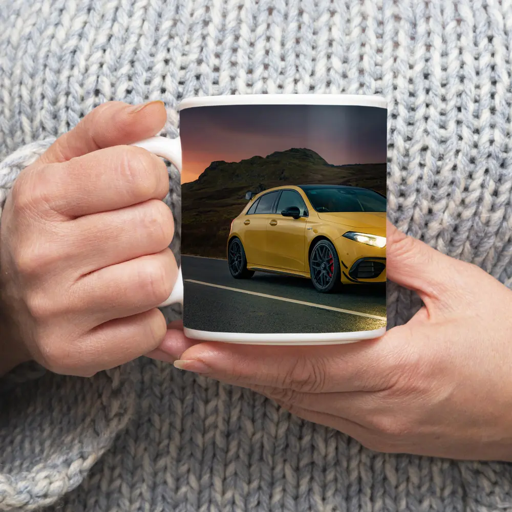 Mercedes AMG Yellow Hatchback Moody Highland Road – Mugs