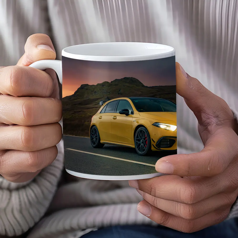 Mercedes AMG Yellow Hatchback Moody Highland Road – Mugs