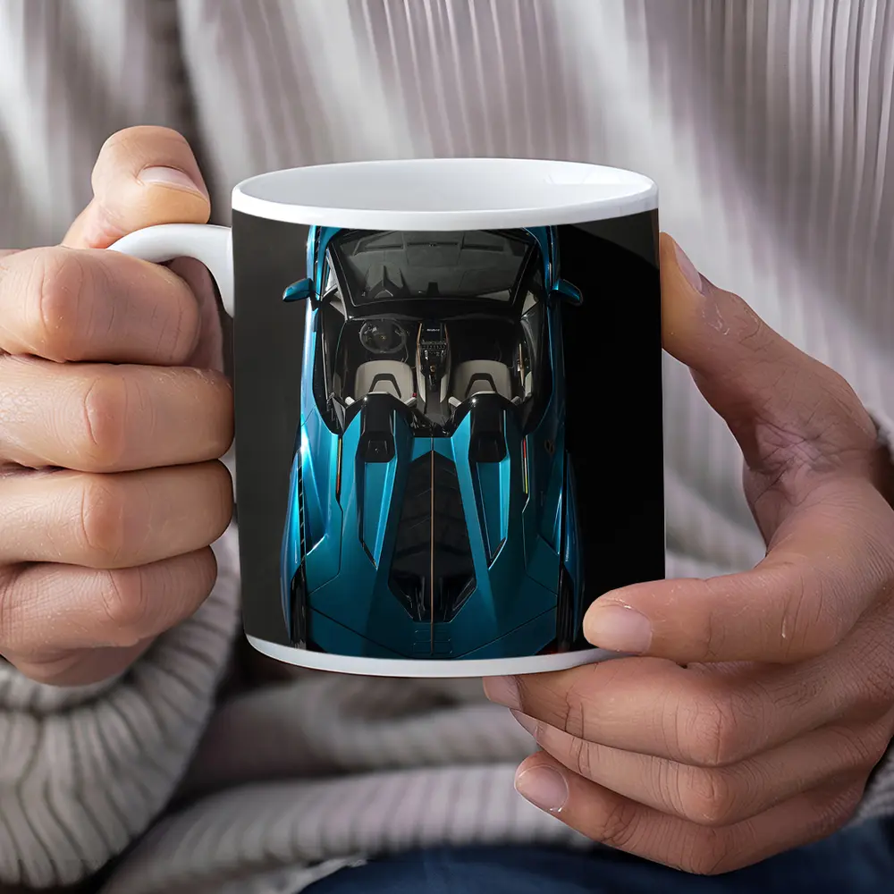 Lamborghini Sian Roadster Blue Aerial View – Mugs