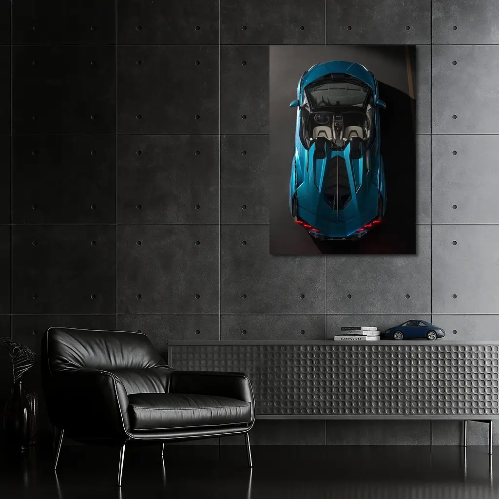 Lamborghini Sian Roadster Blue Aerial View – Wall Art