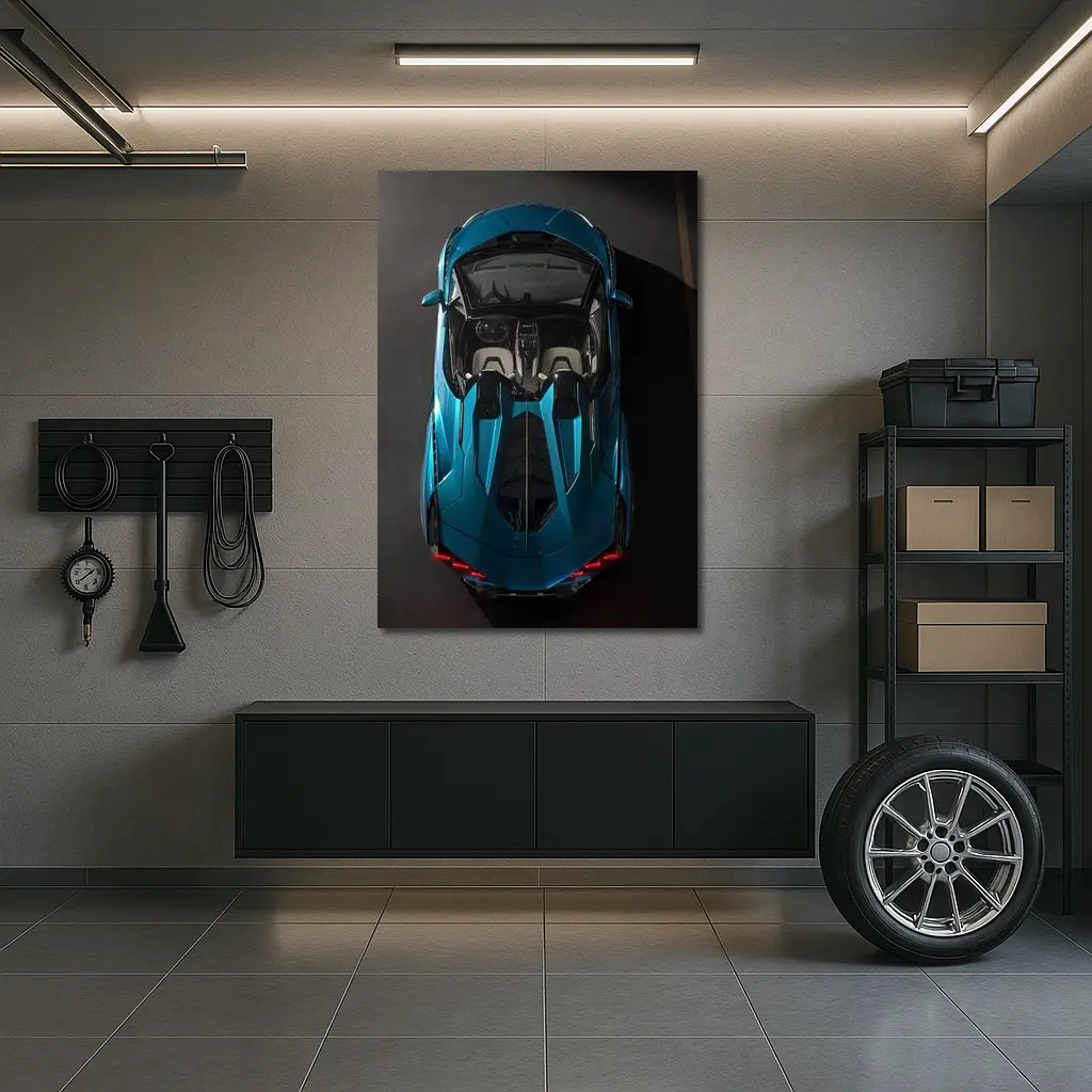 Lamborghini Sian Roadster Blue Aerial View – Wall Art