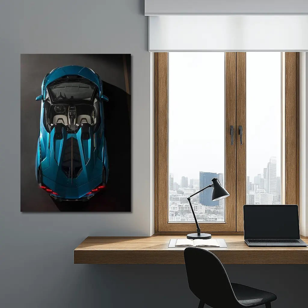 Lamborghini Sian Roadster Blue Aerial View – Wall Art
