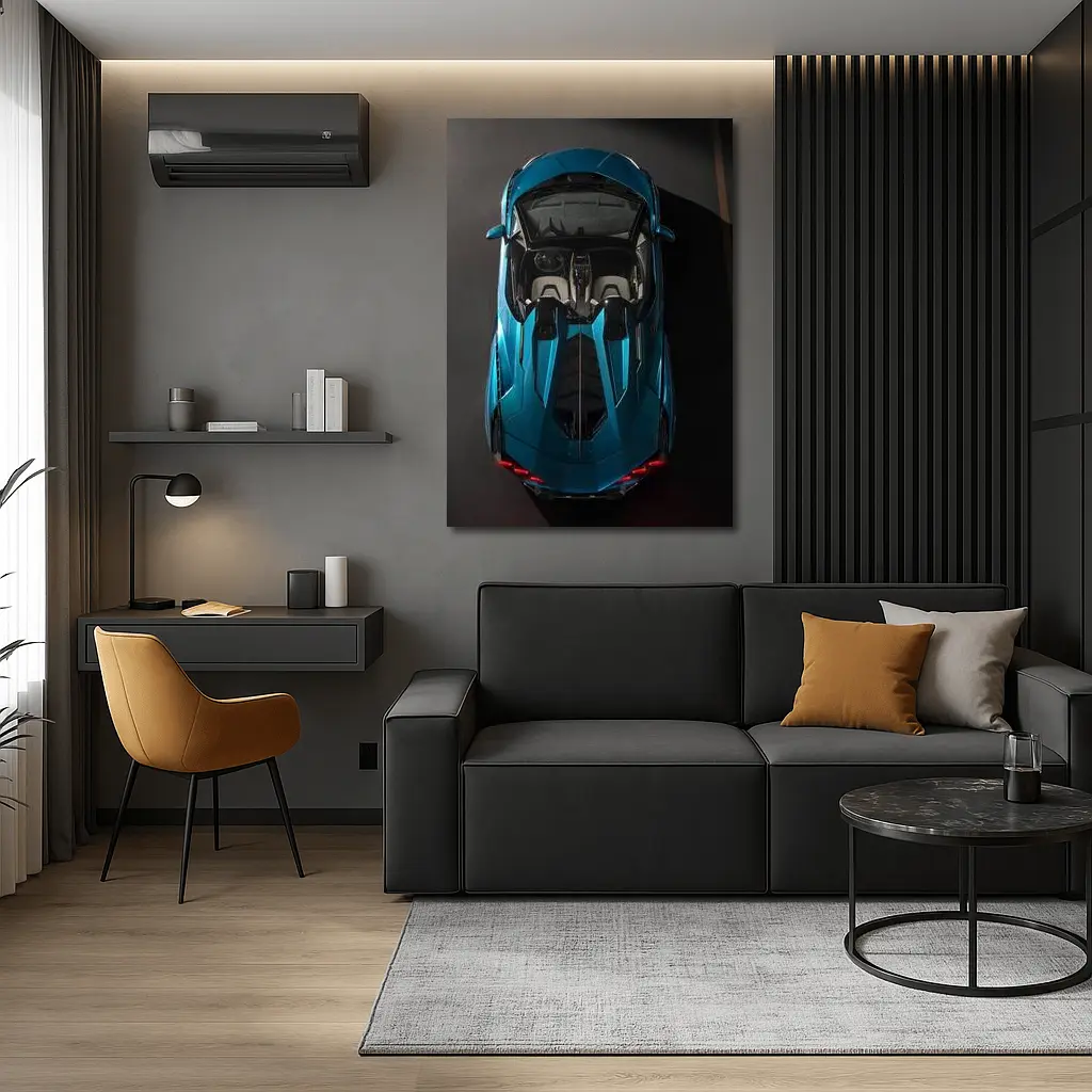Lamborghini Sian Roadster Blue Aerial View – Wall Art