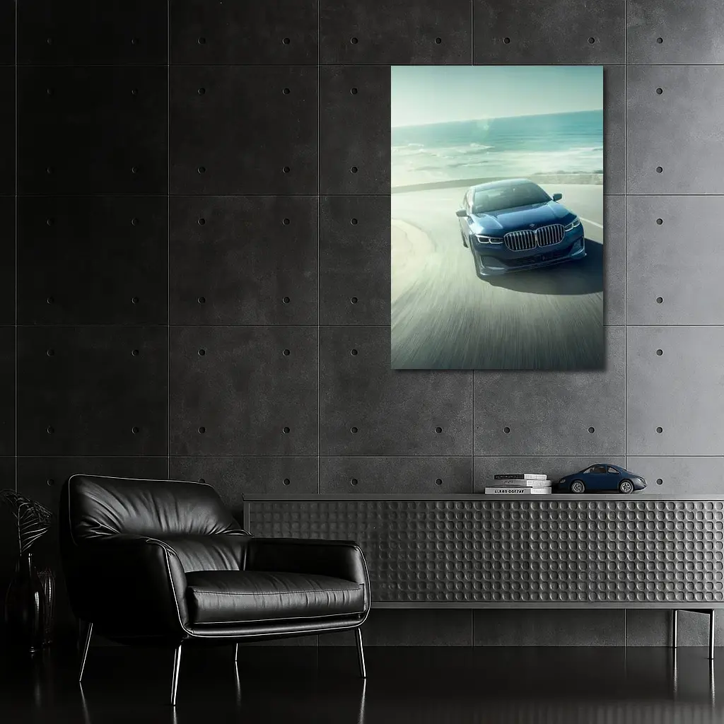 BMW 7 Series Blue Coastal Road Drive – Wall Art