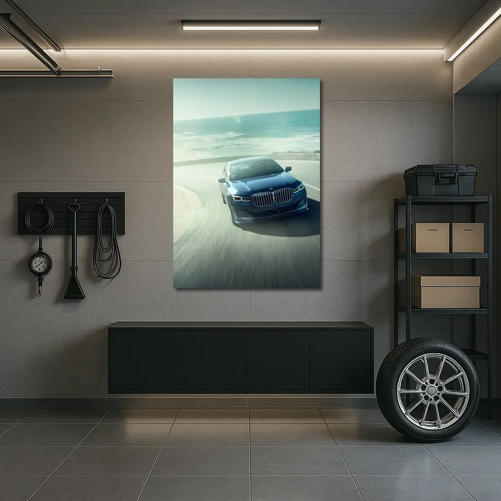 BMW 7 Series Blue Coastal Road Drive – Wall Art