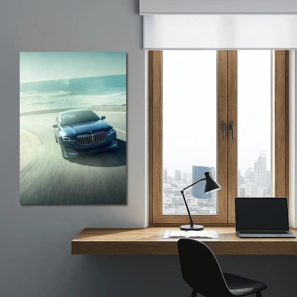BMW 7 Series Blue Coastal Road Drive – Wall Art