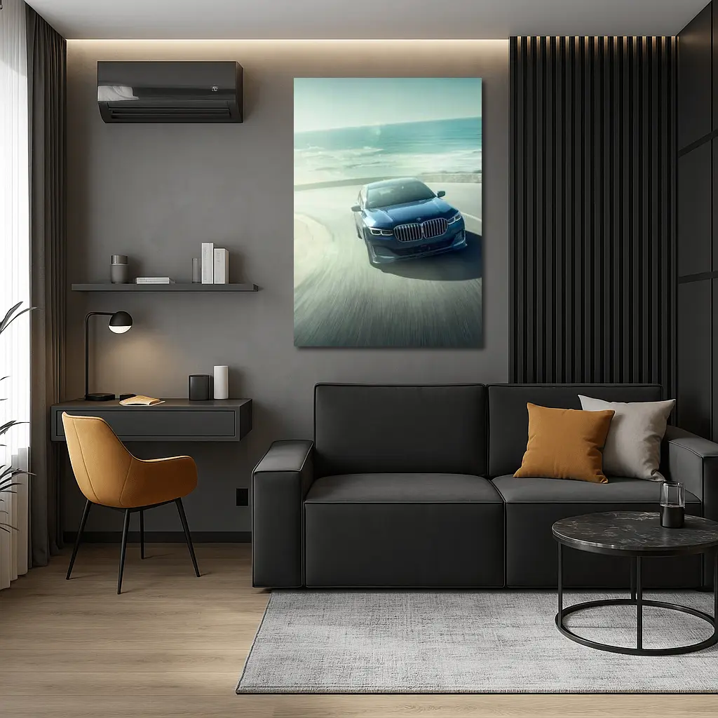 BMW 7 Series Blue Coastal Road Drive – Wall Art