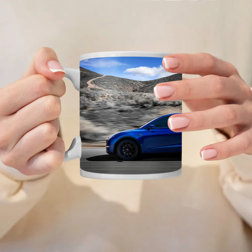 Tesla Model Y Blue Desert Road Drive – Mugs