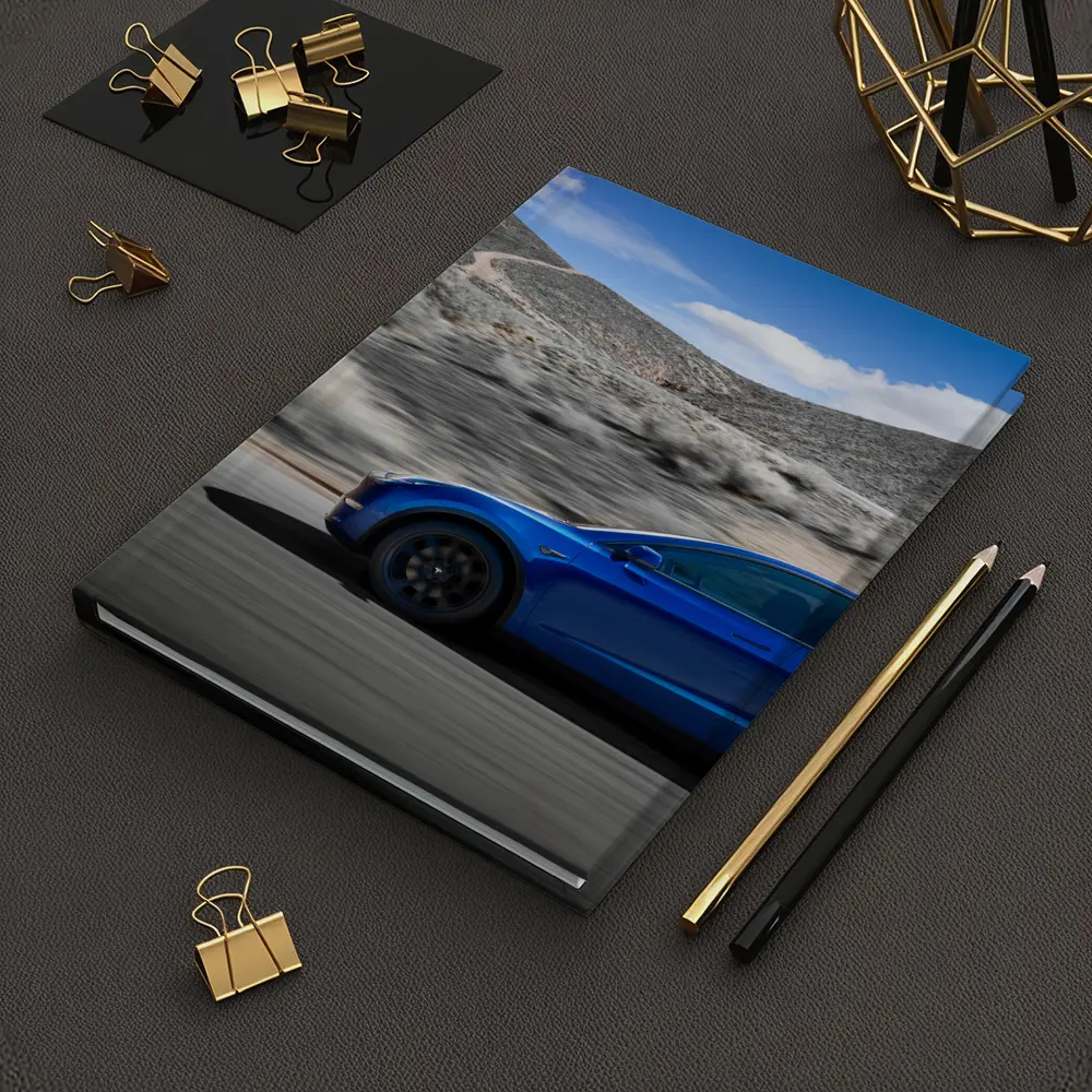 Tesla Model Y Blue Desert Road Drive – Notebooks