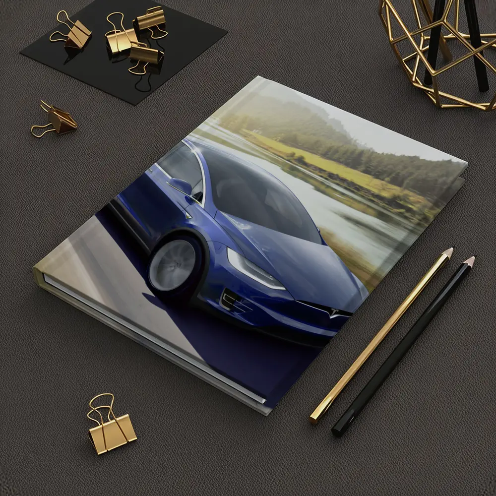 Tesla Model X Blue SUV Mountain Road – Notebooks