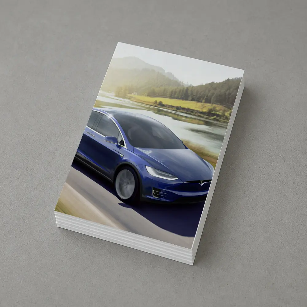 Tesla Model X Blue SUV Mountain Road – Postcards