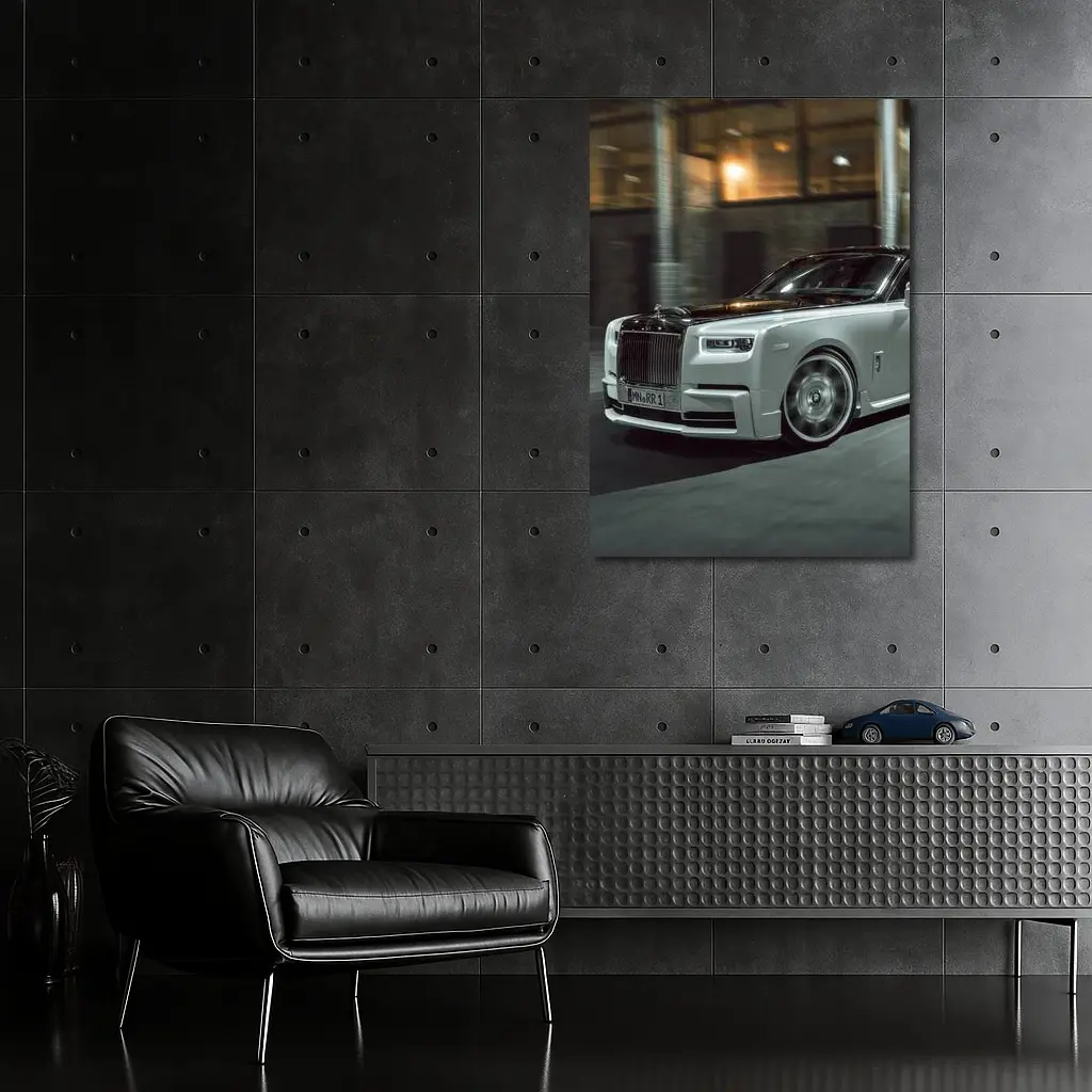 Rolls-Royce Phantom White Night Street – Wall Art