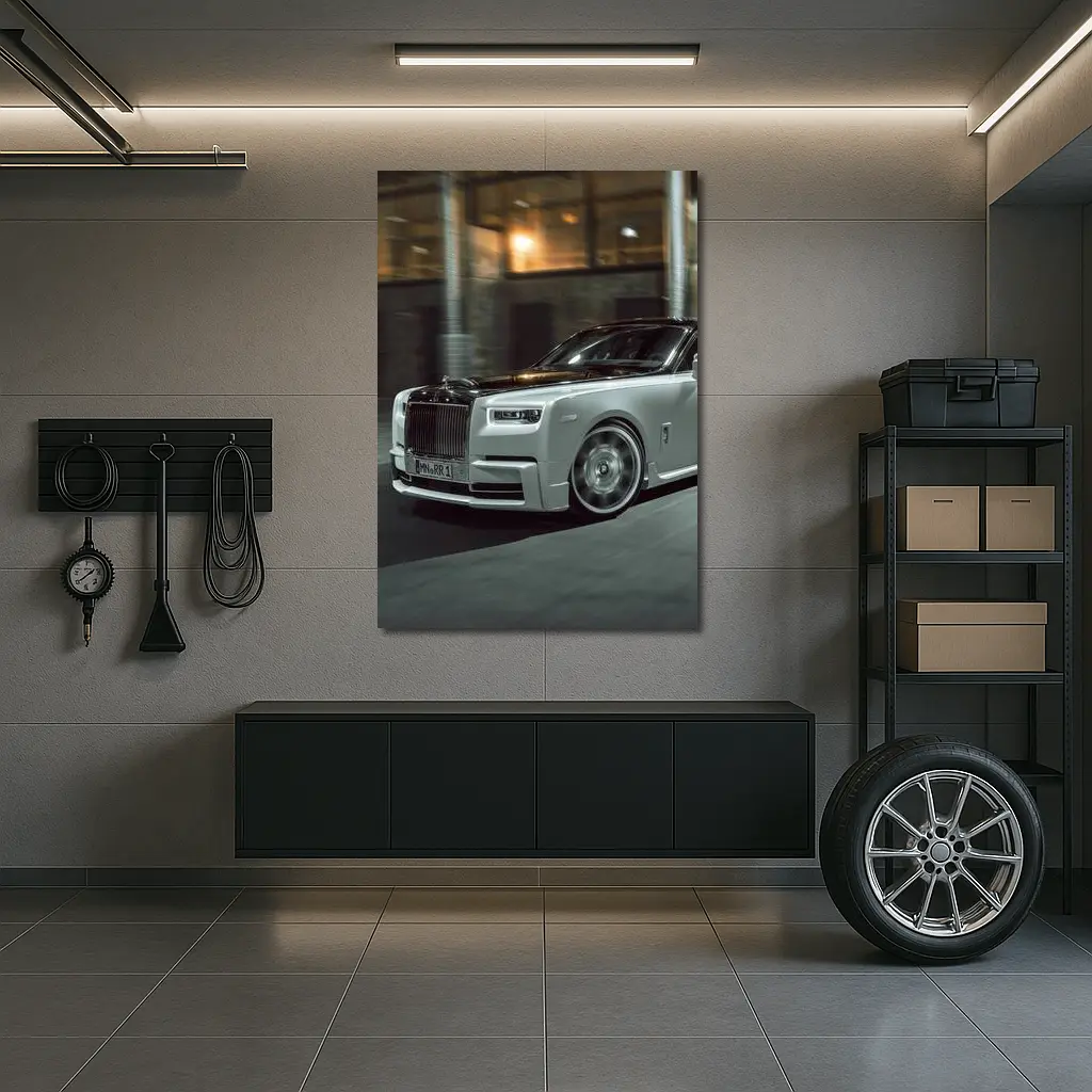 Rolls-Royce Phantom White Night Street – Wall Art