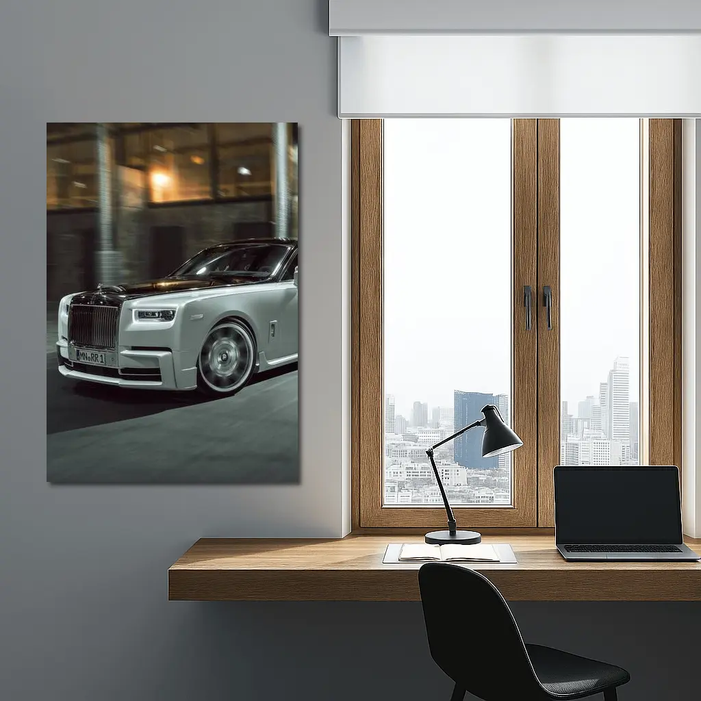 Rolls-Royce Phantom White Night Street – Wall Art