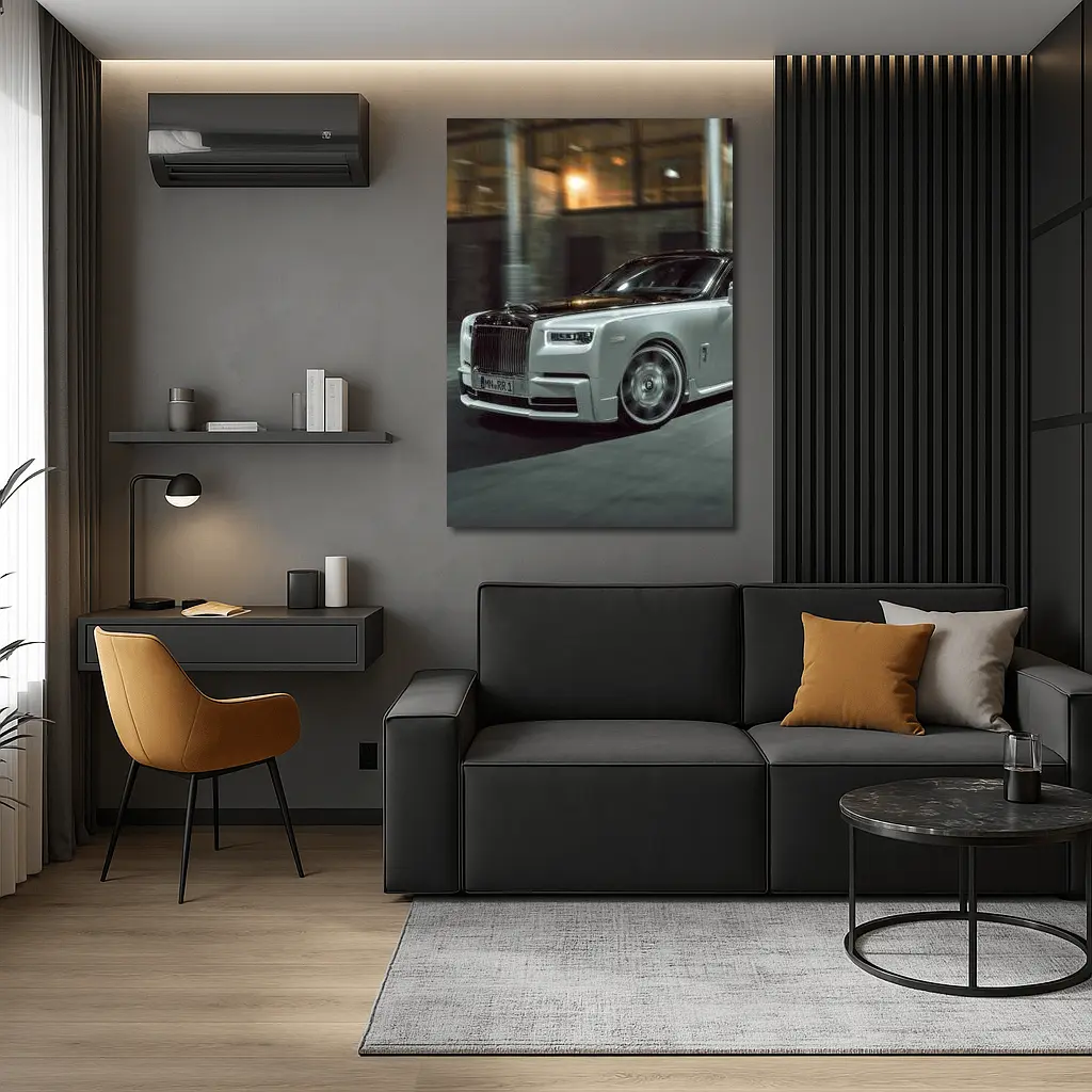 Rolls-Royce Phantom White Night Street – Wall Art