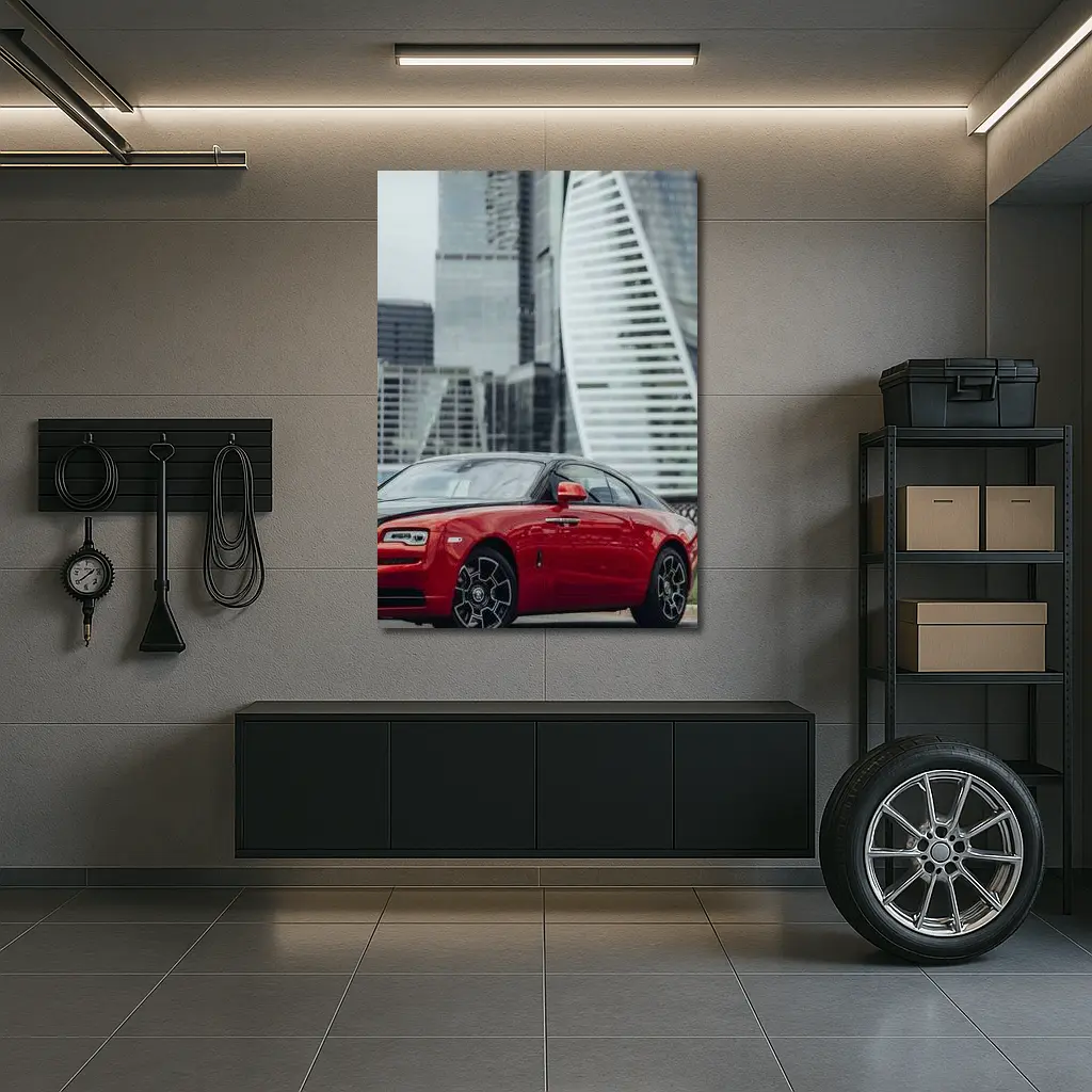 Rolls-Royce Wraith Red City Skyline – Wall Art