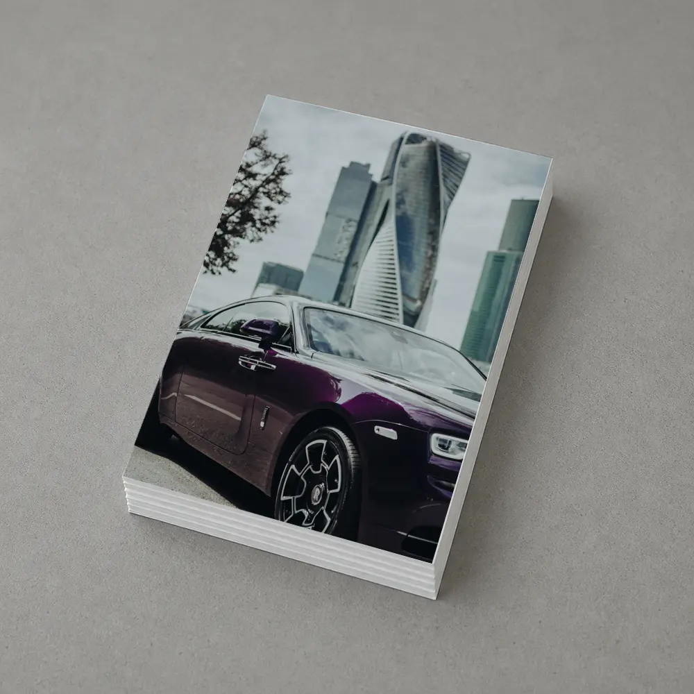 Rolls Royce Wraith Purple City Skyline – Postcards