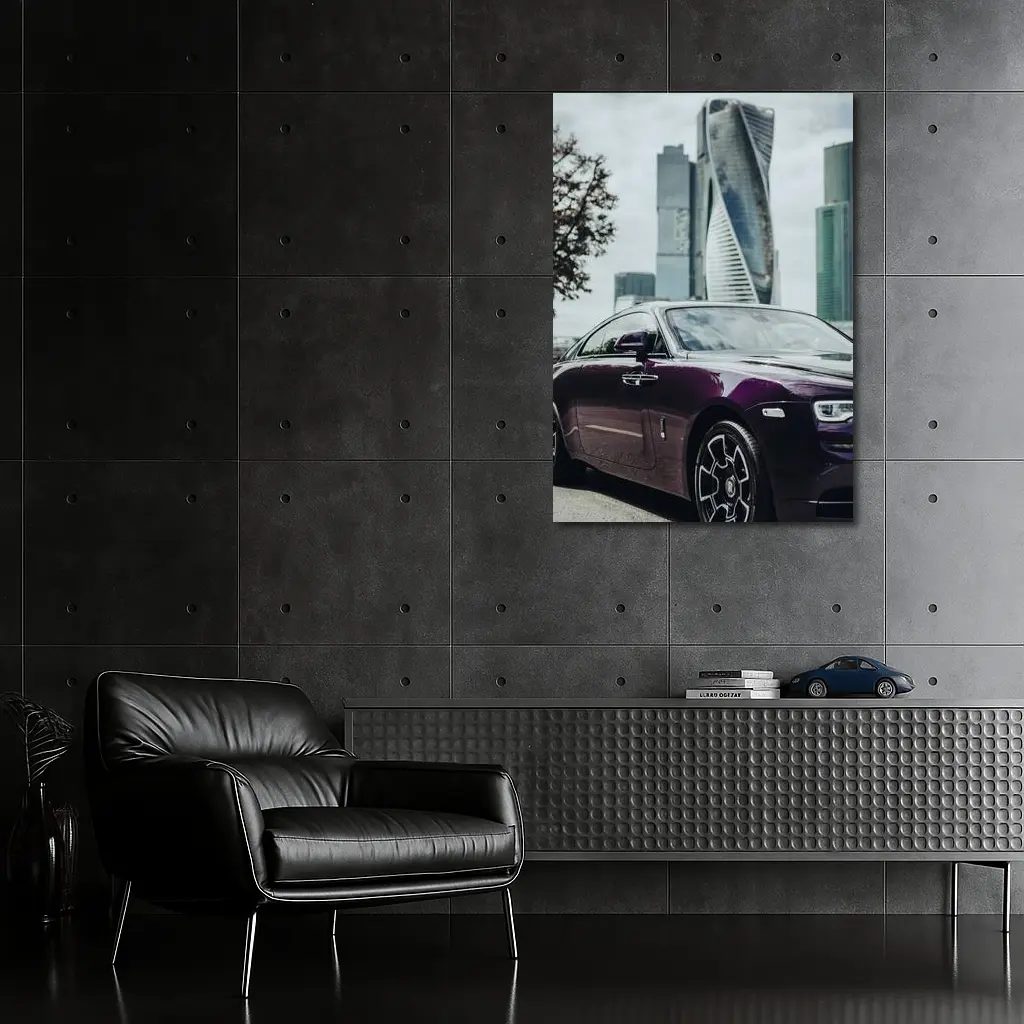 Rolls-Royce Wraith Purple City Skyline – Wall Art