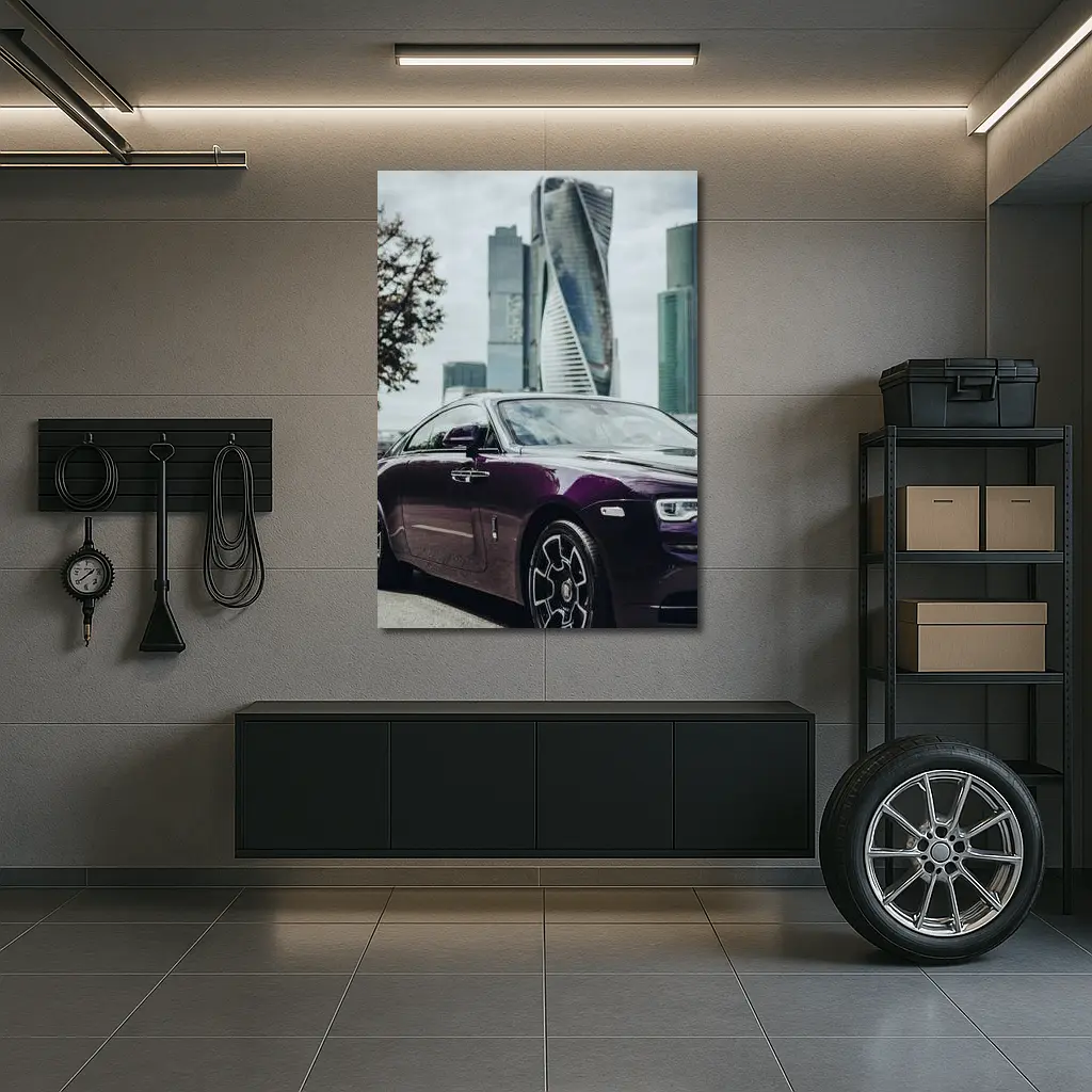 Rolls-Royce Wraith Purple City Skyline – Wall Art
