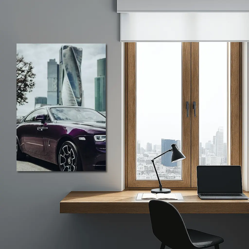 Rolls-Royce Wraith Purple City Skyline – Wall Art