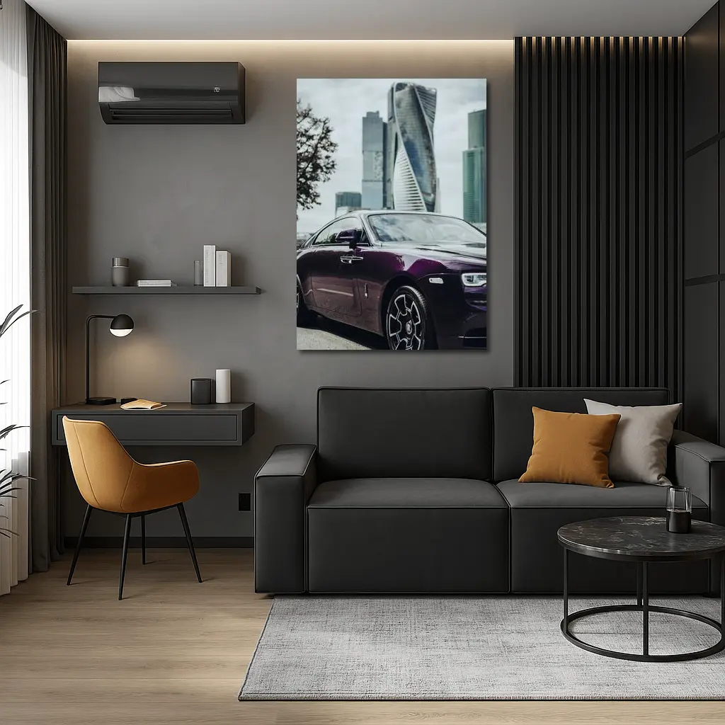 Rolls-Royce Wraith Purple City Skyline – Wall Art