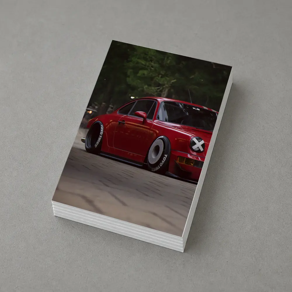 Red Porsche 911 RWB Forest Street – Postcards