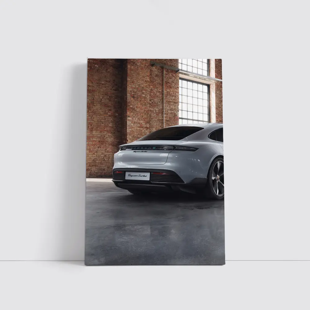 Porsche Taycan Turbo Industrial Garage Setting – Wall Art