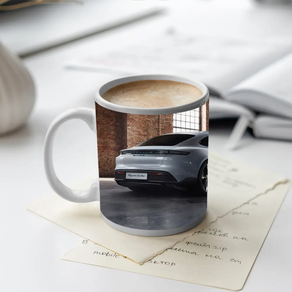 Porsche Taycan Turbo Industrial Garage Setting – Mugs