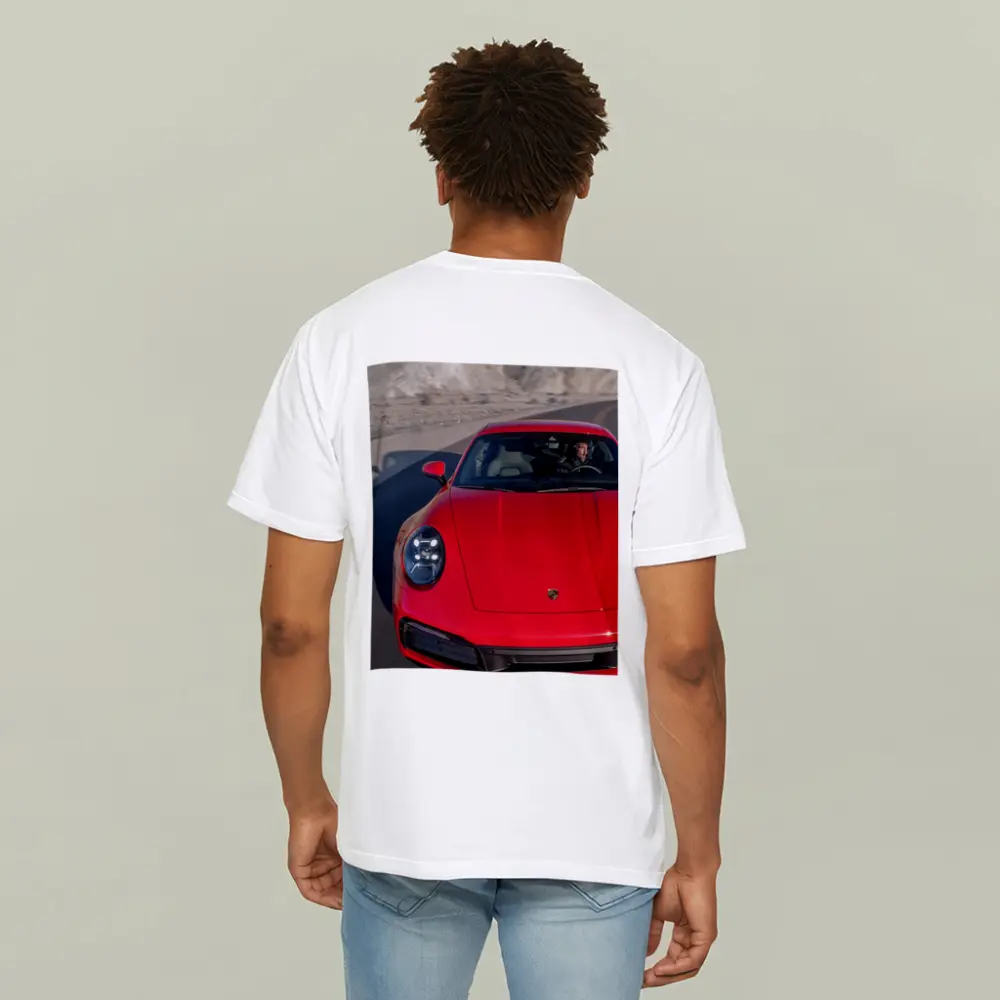 Red Porsche 911 on Mountain Road – T-Shirts