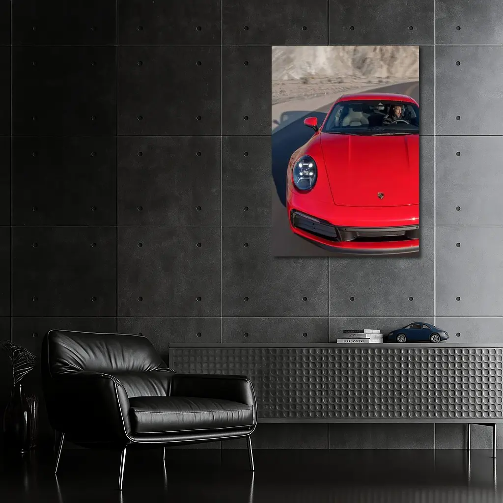 Red Porsche 911 on Mountain Road – Wall Art