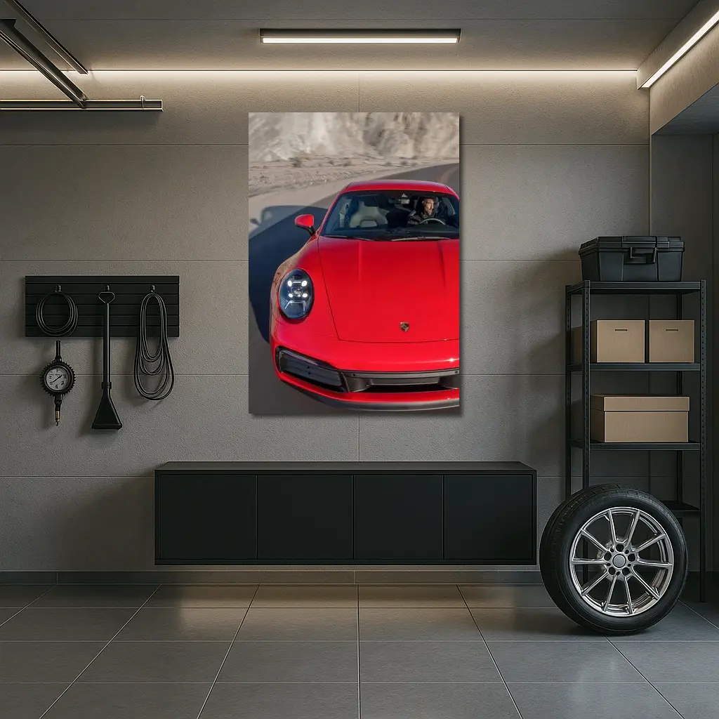 Red Porsche 911 on Mountain Road – Wall Art