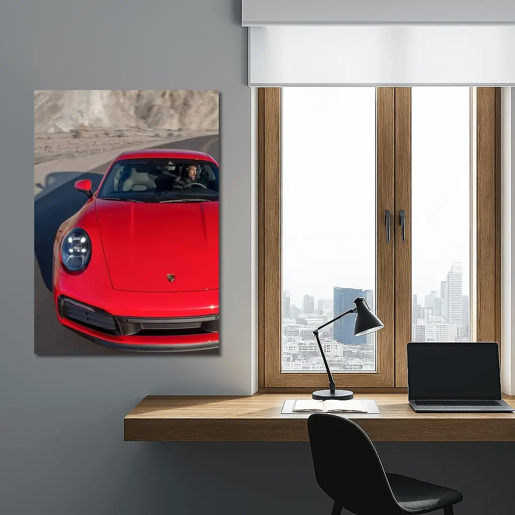 Red Porsche 911 on Mountain Road – Wall Art