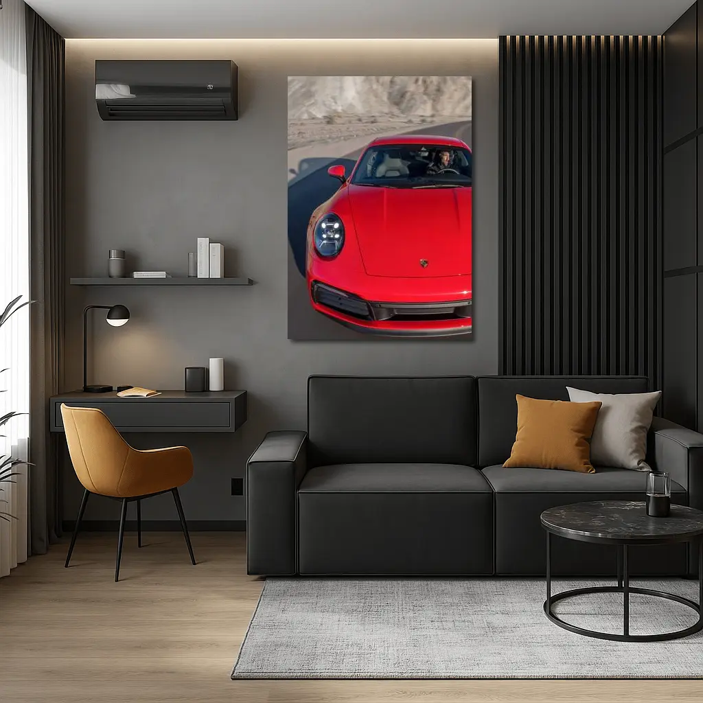 Red Porsche 911 on Mountain Road – Wall Art
