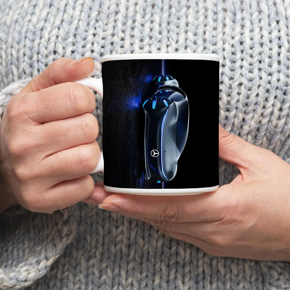 Mercedes Futuristic Car Key Blue Neon – Mugs