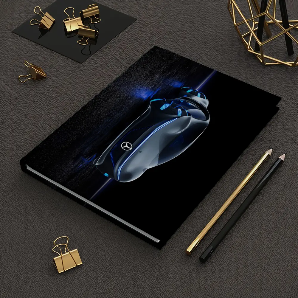 Mercedes Futuristic Car Key Blue Neon – Notebooks